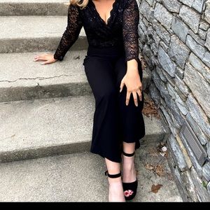 Women’s black jumpsuit perfect for a snowball dance.